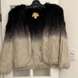 Elegant Black and Gray Fur Jacket